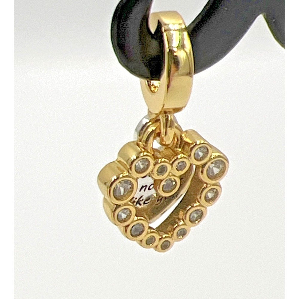 Pandora Sparkling Heart Double Dangle Charm Gld Plated .925 Sterling Silver NWOT - Picture 2 of 7